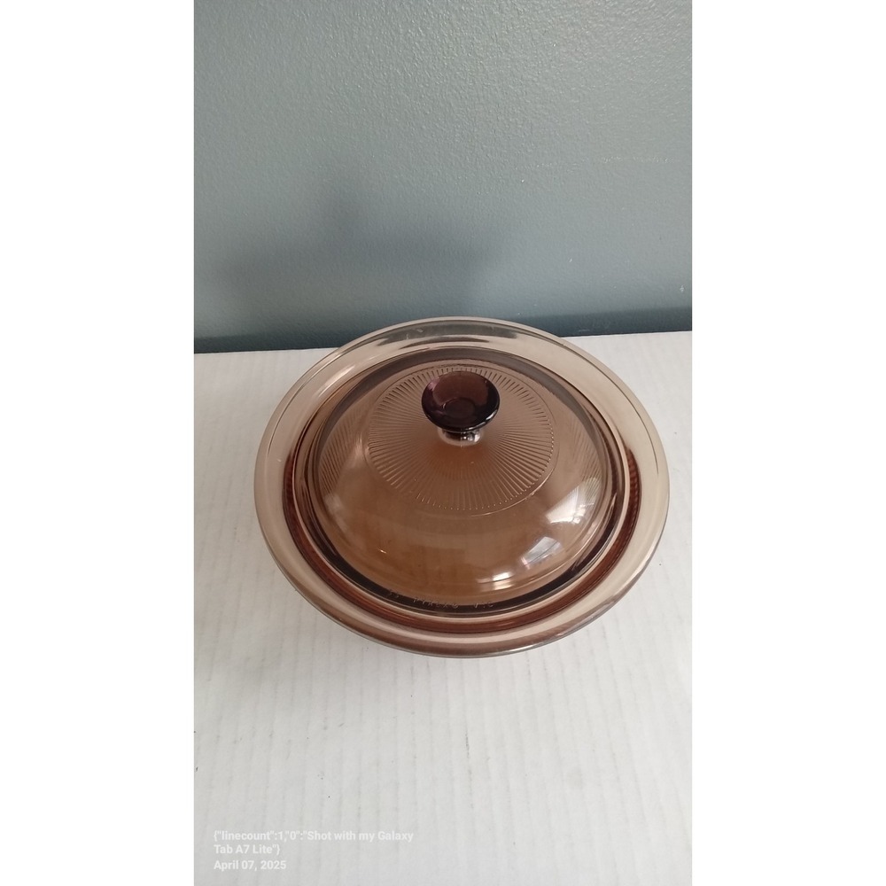 Vintage Pyrex Amber‎ Glass Casserole Dish Lid Replacement 9 1/2"
